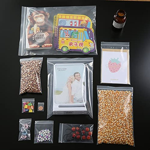 Macoota 100 Pcs 2" x 3" Small Plastic Bags Thick 4 Mil Clear Resealable Zip Seal Lock Poly Bags Heavy Duty Zipper Reclosable Baggies Packing Jewelry Earrings Coin Pills