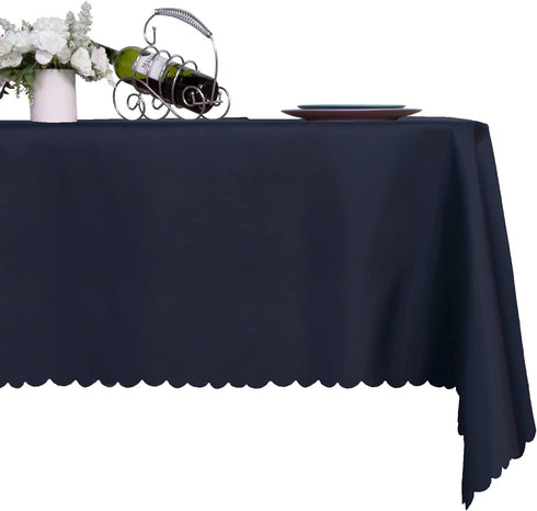 LUSHVIDA Rectangle Table Cloth – Washable Water Resistance Microfiber Tablecloth Decorative Table Cover for Banquet Party Kitchen Dining Room, Navy 60 X 84 Inch