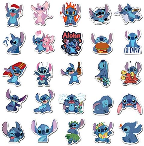 50Pcs Lilo & Stitch Stickers Waterproof Vinyl Stickers for Water Bottle Luggage Bike Car Decals (Stitch)