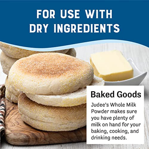 Judee’s Pure Whole Milk Powder 11 oz - 100% Non-GMO, rBST Hormone-Free, Gluten-Free and Nut-Free - Pantry Staple, Baking Ready, Great for Travel, and Reconstituting - Made in USA