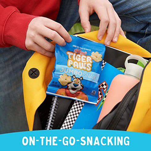 Kellogg's Jumbo Snax Tiger Paws Cereal Snacks, Lunch Snacks, Original, 5.4oz Box (12 Bags)