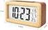 Everwood Battery Operated Wooden LCD Digital Alarm Clock with Smart Sensor Night Light, Snooze for Bedrooms (Wood)