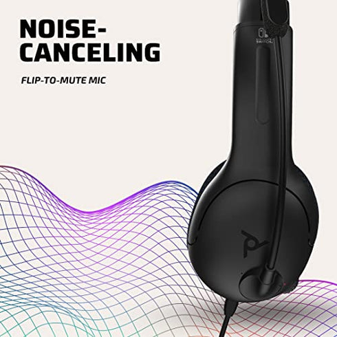 PDP Gaming LVL40 Stereo Headset with Mic for Nintendo Switch - PC, iPad, Mac, Laptop Compatible - Noise Cancelling Microphone, Lightweight, Soft Comfort On Ear Headphones, 3.5mm jack - Black