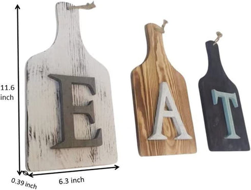 HoreZer ETA Sign Wall-Decor, Rustic Cutout EAT Letter Sign Wood Decorative Hanging Board for Kitchen/Home,EAT Sign Decorative Hanging Wooden Letters, Country Wall Art (3 Pieces)