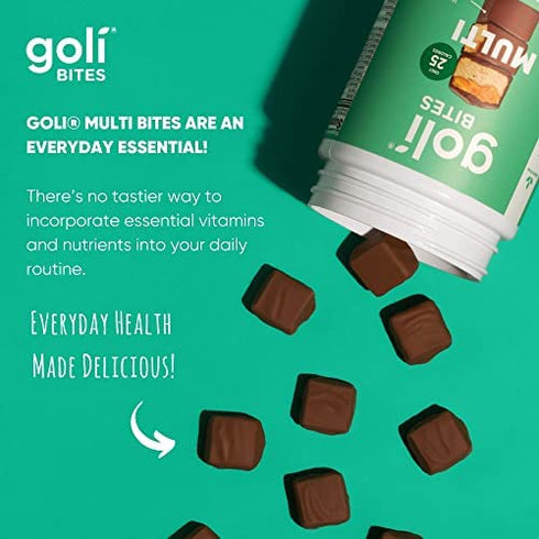Goli® Multi Vitamin Bites - 30 Count - Milk Chocolate Vanilla Cocoa Flavor 10+ Vitamins & Nutrients for Overall Health & Wellbeing, Immune Support, Nervous System Support, Bone and Muscular Health