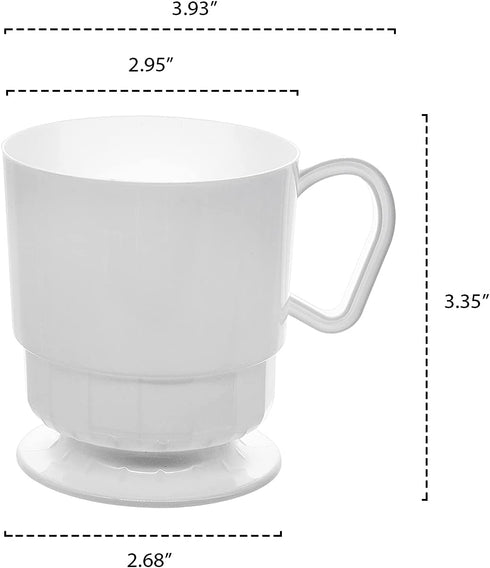Party Essentials 8-Ounce Hard Plastic Coffee Cups, 10-Count, White
