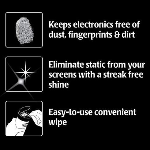 Weiman Anti-Static Electronic Cleaning Wipes For LCD Screens, Computers, TVs, Tablets, E-readers, Smart Phones, Netbooks, and Touchscreens , 30 Count (Pack of 1)