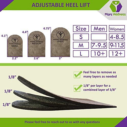 Adjustable Orthopedic Heel Lift for Heel Pain and Leg Length Discrepancies - Small - 1 Heel Lift