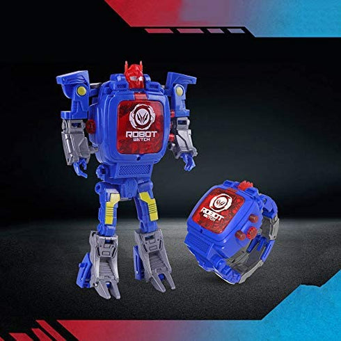 Creative Robot Transformer Kids Watch,Big Face Boys Digital Wrist Watches for 2-14 Year Old,Blue