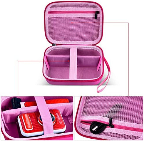 Kids Camera Case for VTech KidiZoom Creator Cam HD Video Camera/ for KODAK Printomatic Digital Instant Print Cameras Toys, Carrying Storage Organizer Bag Also Holds Tripod Accessories(Box Only)-Pink