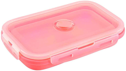 4-piece Collapsible Silicone Lunch Box, Portable Food Storage Container Outdoor Picnic Box Space Saving, Microwave, Dishwasher and Freezer Safe 350/500/800/1200mL350/500/800/1200mL(Pink)