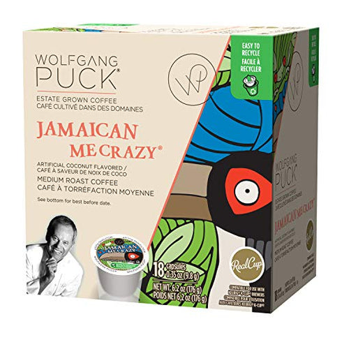 Wolfgang Puck Coffee Single Serve Capsules, Jamaican Me Crazy, Medium Roast, Compatible with Keurig K-Cup Brewers, 18 Count