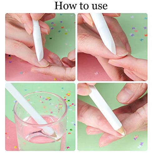 Nail Whitening Pencil 2-in-1 White Nail Pencil DIY Nail Design Manicure with Cuticle Pusher