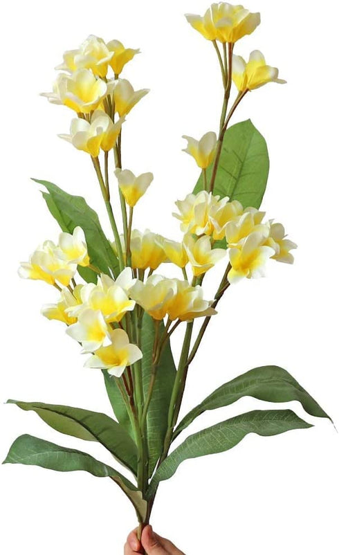 LIUCOGXI 37 inch Artificial Plumeria Frangipani Flower Bouquet with Long Stem for Home Party Bridal Wedding Bouquet Floor Flower Decoration
