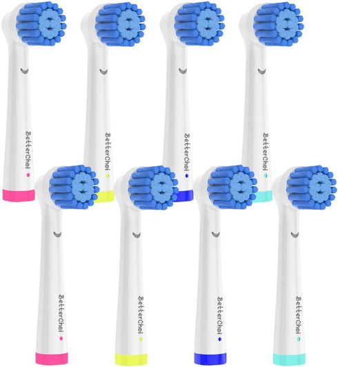 8 Pack Sensitive Gum Care Replacement Brush Heads Compatible with Oral b Braun Electric Toothbrush. Soft Bristle for Superior and Gentle Clean