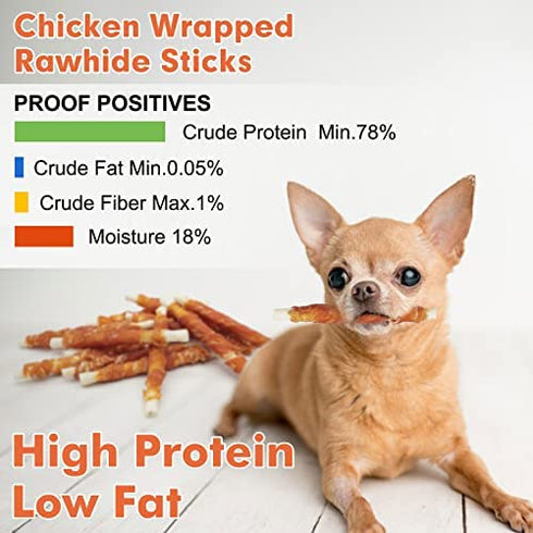 MON2SUN Dog Rawhide Twist Chicken Hide Sticks 5 Inch 25 Count for Puppy and Small Dogs