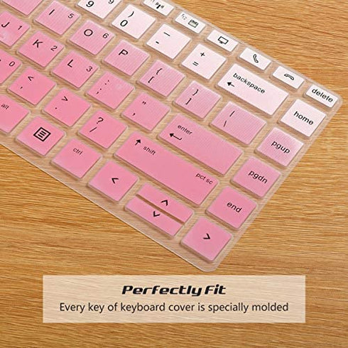 2 Pack Keyboard Cover for HP EliteBook 14 840 G5/ G6, HP EliteBook 745 G5 G6 14 Inch, HP ZBook 14u G5 G6, HP EliteBook 840 Keyboard Skin Protector (Ombre Pink+Clear)