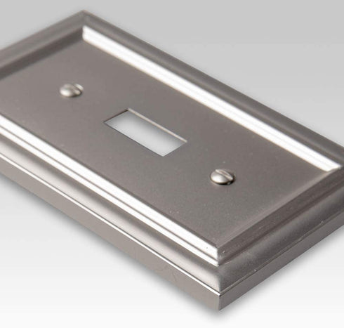 Amerelle Continental Double Rocker Cast Metal Wallplate in Satin Nickel