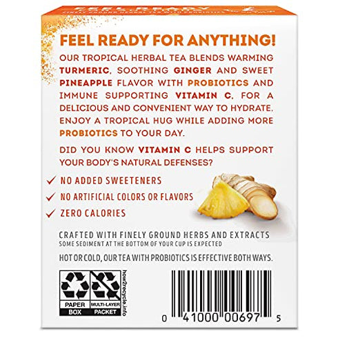 Lipton Tea Sachets For a Refreshing Cup of Flavored Tea Turmeric Ginger + Vitamin C Finely Ground Herbal Tea With Probiotics .42 oz 12 Servings