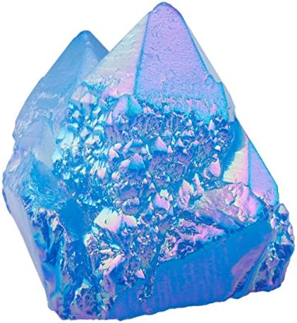Rockcloud Healing Crystal Natural Titanium Coated Blue Rock Quartz Cluster Geode Druzy Home Decoration Gemstone Specimen