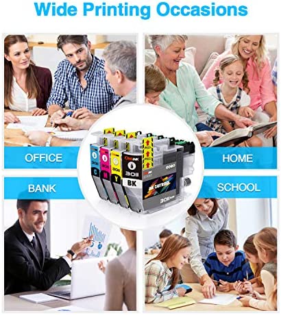ONEINK Compatible Replacement for Brother LC3011 Ink Cartridges(Upgraded Chips) , Work with Brother MFC-J491DW MFC-J497DW MFC-J690DW MFC-J895DW Printer, 4 Packs(Black/Cyan/Magenta/Yellow)