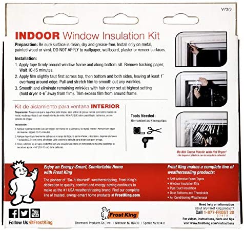 Frost King V73/3H Shrink Window Kit, Indoor, 42 x 62 in, 3-Pack, Clear, 3 Count