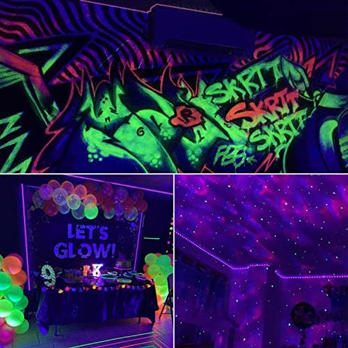 SHGPODA 33ft LED Black Light Strip Kit, 600 Units, 385nm-400nm, 12V Flexible Blacklight Fixtures, 10M LED Ribbon, Non-Waterproof for Indoor, Birthday, Wedding, Dark Party, Halloween, Christmas