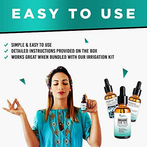 Natural Mullein Ear Wax Removal Oil & Cleaner with Garlic | Pain & Earache Drops | Earwax Softener, Moisturizer & Allergy Soothing | Tinnitus, Itching, Ringing, Infections & Clogged Ears Relief