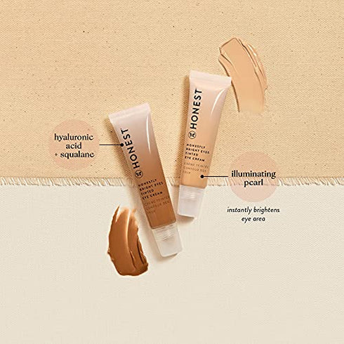 Honest Beauty Honestly Bright Eyes Tinted Eye Cream, Terracotta with Hyaluronic Acid + Squalene | EWG Certified + Dermatologist Tested & Vegan + Cruelty Free | 0.5 fl. oz.