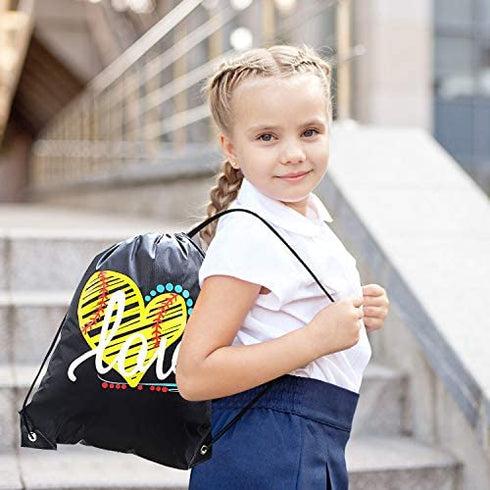 WILLBOND 4 Pieces Softball Girl Accessories Set, Softball Headband Softball Bracelet Softball Necklace Softball Drawstring Bag for Women Girls