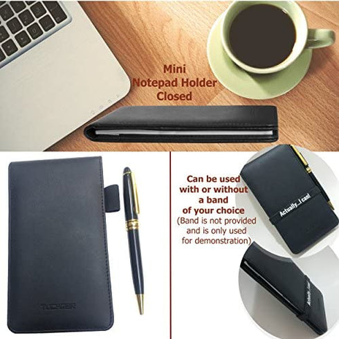 Mini Notepad Holder Set - 3x5 Pocket Memo Pads Book Cover for Business Professionals - Small Flip Jotter Notebook Case