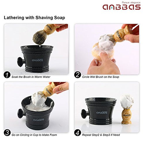 Shaving Brush, Handmade Pure Badger Hair Brush with Natural Manchurian Ash Wood Handle for Men Traditional Wet Shaving