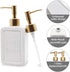 Decorative Soap Dispenser White Ceramic Lotion Bottle with Embossed Letters Noble Golden Matte Pump