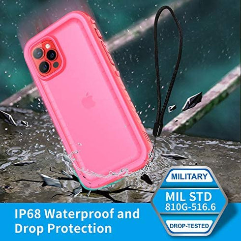 SPORTLINK Compatible with iPhone 12 Pro Max Waterproof Case - Full Body Shockproof Dustproof Phone Screen Protector Rugged Cases for iPhone 12 Pro Max 6.7 Inches Pink