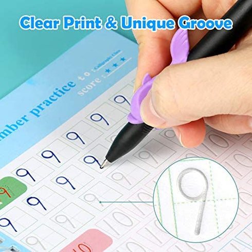 Magic Copy Practice Book Copybook Letters Set 4 Pack with Pens Refills English Cursive Calligraphy Reusable for Kids Kindergarten Preschool 1st 3rd Grade Toddlers Age 3 4 5 6 7 8 English