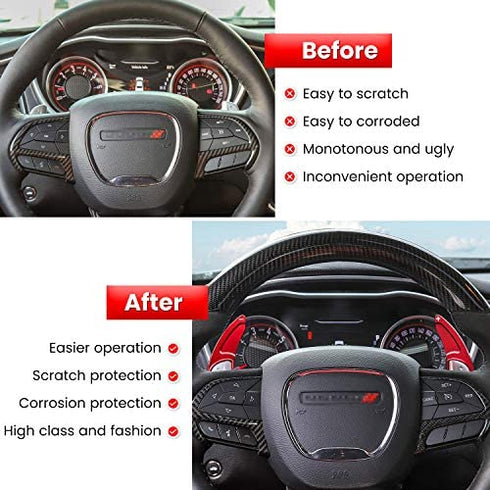 Steering Wheel Shift Paddle Extended Shifter Trim Cover for Dodge Challenger Charger Durango RT & Scat Pack 2015-2020, for Jeep Grand Cherokee 2014-2020 Interior Decoration Accessories (Red 2PCS)