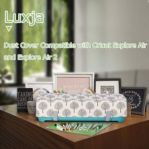 Luxja Dust Cover Compatible with Cricut Explore Air and Explore Air 2,Cover with Back Pockets, Trees