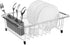 SANNO Expandable Dish Drying Rack Sink Dishes Drainer , Dish Rack with Utensil Silverware Storage Holder Over The Sink Adjustable Arms Dish Drying Drainer, in Sink or On Counter,Stainless Steel