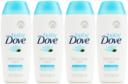 Baby Dove Tip to Toe Wash, Rich Moisture, Travel Size, 1.8 Ounce (Pack of 4)