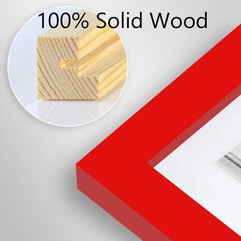 11x14 Picture Frames Red Display Picture Frame A4 Solid Wood with Mat Wooden Photo Frame for Wall Hanging or Table Top Home Decoration-11x14 Red(1 Pack)
