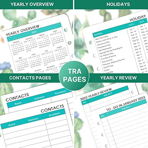 2023 Planner Refills - 2023 Weekly & Monthly Planner Refill, A6 Refill Paper, A6 Planner Inserts, 3-3/4" x 6-3/4", Planner Refills 2023 with Monthly Tabs, 6-Hole Punched, Loose Leaf