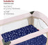 Pack and Play Mattress Pad Cover, Breathable Pack and Play Sheet Quilted, Thick Play Yard Playpen Sheets 39"×27"×5" Fits Graco Play Yards and Foldable Mattress Pad (Navy Star)