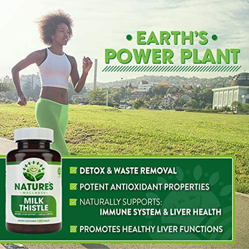 Milk Thistle - 180 Count - Standardized Silymarin Extract for Maximum Liver Support - Detox, Cleanse & Maintain Your Liver – 1350 mg Extract & Seed Complex - Natural Herbal Supplement - 60 Servings