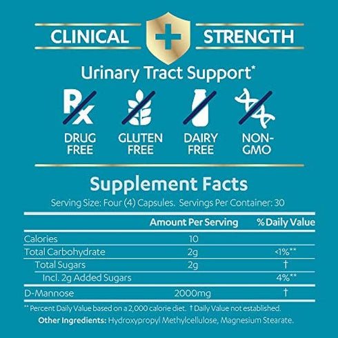 AZO D-Mannose Urinary Tract Health, Cleanse, Flush & Protect The Urinary Tract*, #1 Pharmacist Recommended Brand, Clinical Strength D-Mannose, Non-GMO, 120 Count