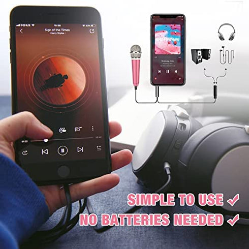 Mini Microphone,Portable Vocal Tiny Microphone, Asmr Microphone,Phone Microphone, Mini Karaoke Microphone for Voice Recording Chatting and Singing On iPhone,Android,Laptop Notebook (Pink)