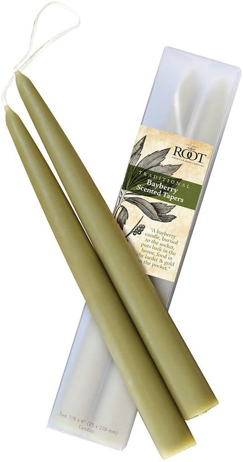 Root Candles Scented Hand-Dipped Taper 9-Inch Dinner Candles, 2-Count, Bayberry
