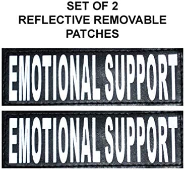 Doggie Stylz Set of 2 Reflective Emotional Support Removable Patches with Hook Backing for Working Dog Harnesses & Vests. Durable and Interchangeable - Comes in 3 Sizes Small, Medium and Large