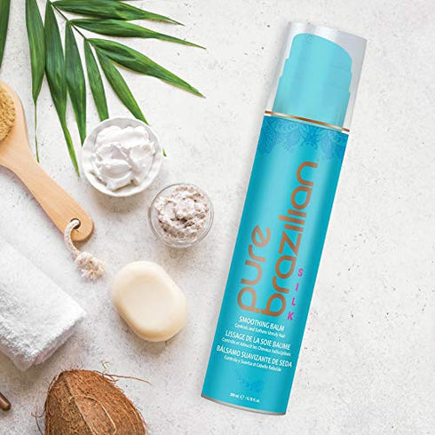PURE BRAZILIAN - Silk Smoothing Balm With Keratin, Hydrolyzed Silk & Coconut Oil (6.78oz)