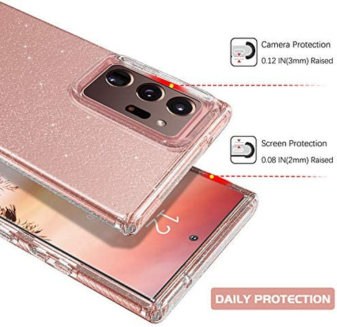 BENTOBEN Note 20 Ultra Case, Clear Glitter Bling Sparkly Slim Soft TPU Rugged Shockproof Protective Bumper Phone Case Cover for Samsung Galaxy Note 20 Ultra 6.9" 5G,Clear Glitter