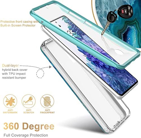 ESDOT Samsung Galaxy S20 FE Case with Built-in Screen Protector,Military Grade Rugged Cover with Fashionable Designs for Women Girls,Protective Phone Case for Galaxy S20 FE 6.5" Agate Stone